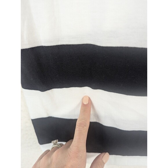 NWT Women's Lacoste Shirt Top Black Stripe Red Logo Spell Out Cotton Size 40 - Picture 9 of 9